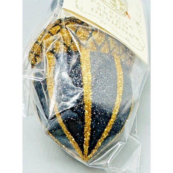 Patricia Breen Acorn Santa Black Gold #2211 Glass Christmas Ornament 2003 3.5" - Picture 5 of 6